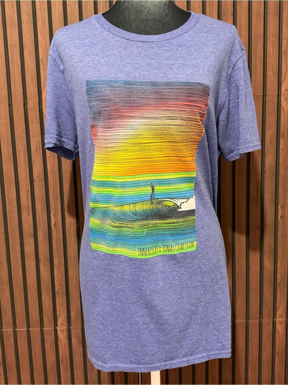 Anvil Washed Blue Graphic Surf Tee | Sunset Wave Graphic T-Shirt | Beachy Casual